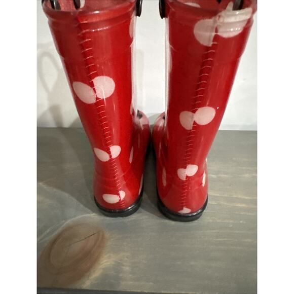 MINNIE MOUSE Rain Boots Girl’s Size 9 Disney Junior Red And White Polka Dot - Picture 11 of 15